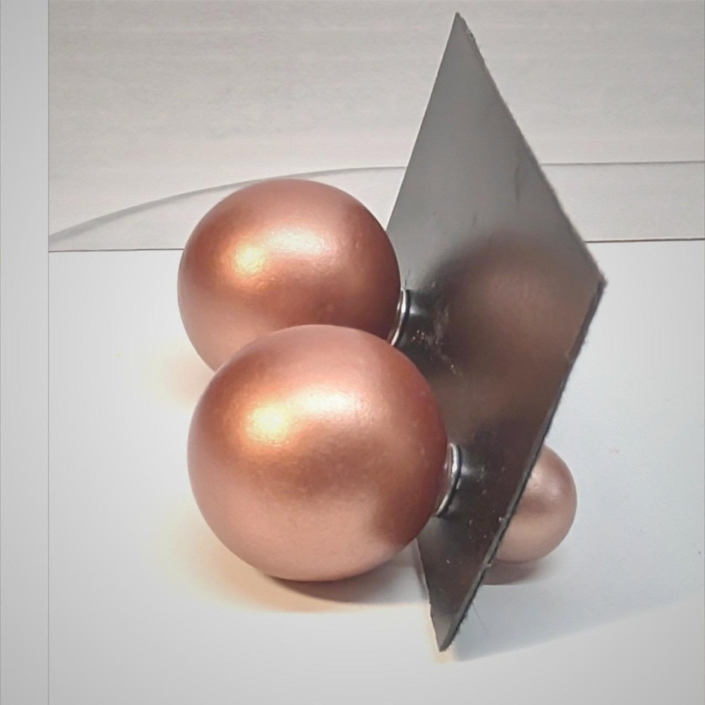 New Old Stock Double Ball Stud Earrings Peach Brown Pearly Frontβ Back Orbs